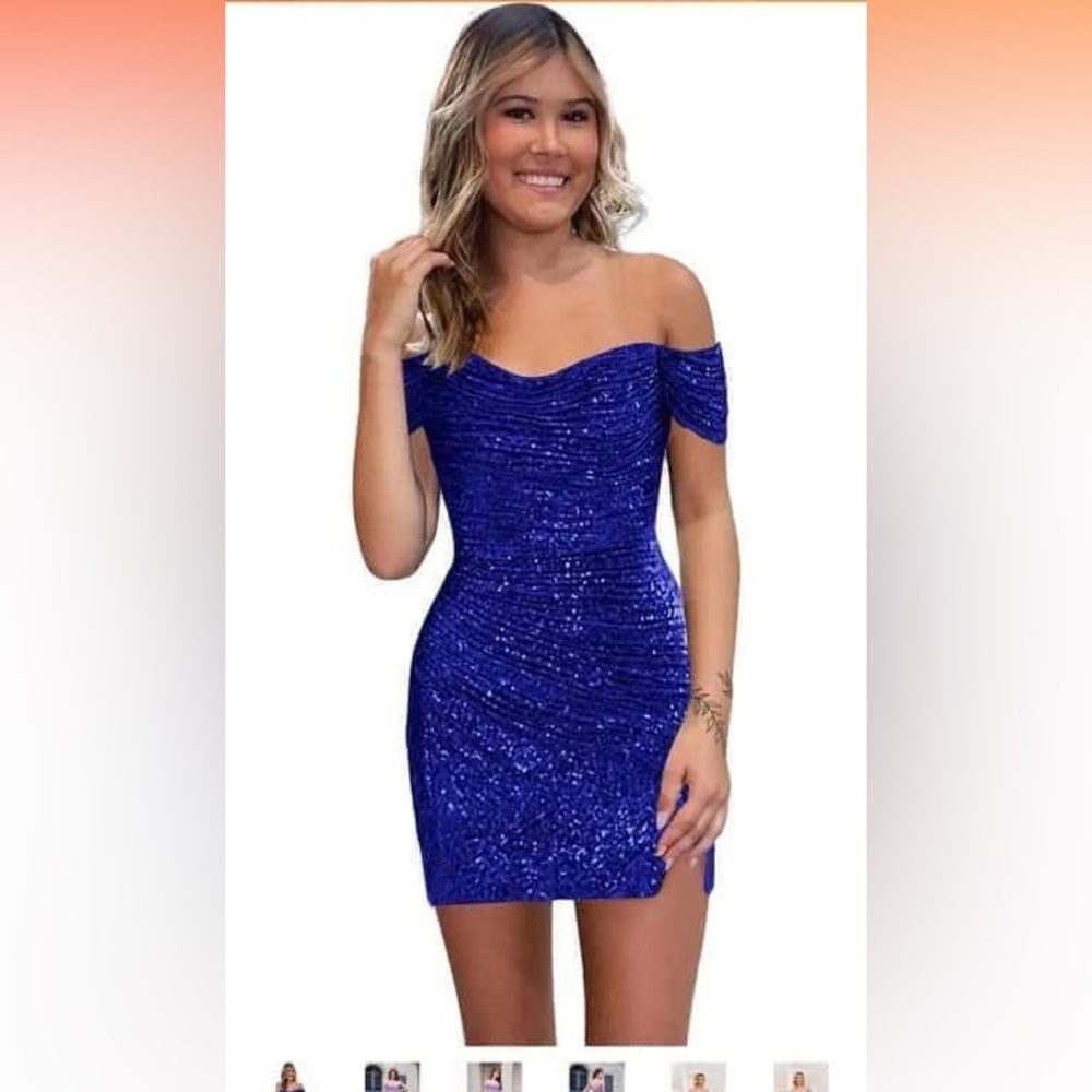Blue sequin formal dress